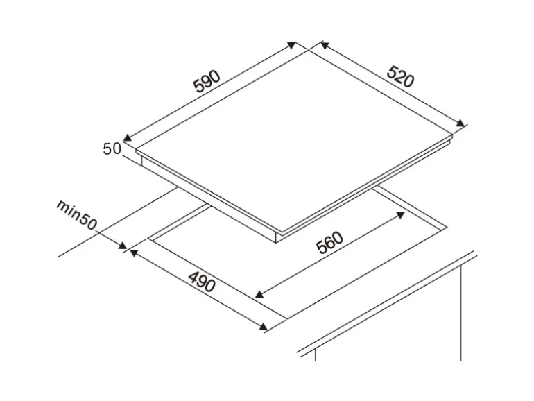 Respekta Rahmenloses Glaskeramikkochfeld Aaron 59 cm