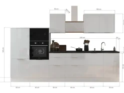 Respekta Selection Küchenzeile Elisabeth RS340HGAH 340 cm Artisan Eiche Nb.-Grau
