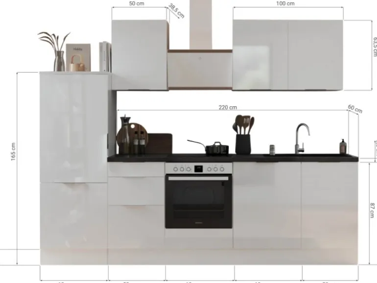 Respekta Selection Küchenzeile Elisabeth RS280WGH 280 cm Grau-Weiß