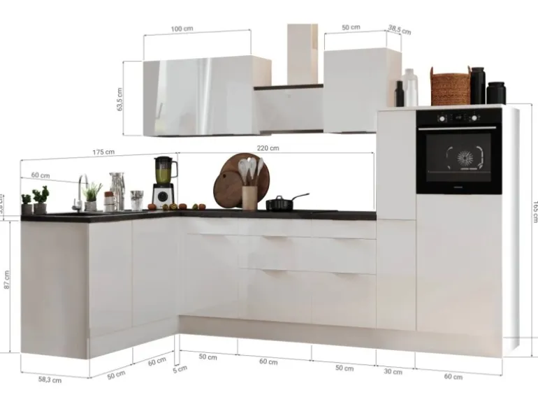 Respekta Selection Winkelküche Elisabeth RSL310HGWH 310 cm Weiß-Grau