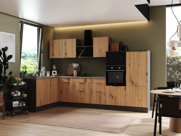 Respekta Selection Winkelküche Elisabeth RSL340HGAH 340 cm Artisan Eiche Nb-Grau