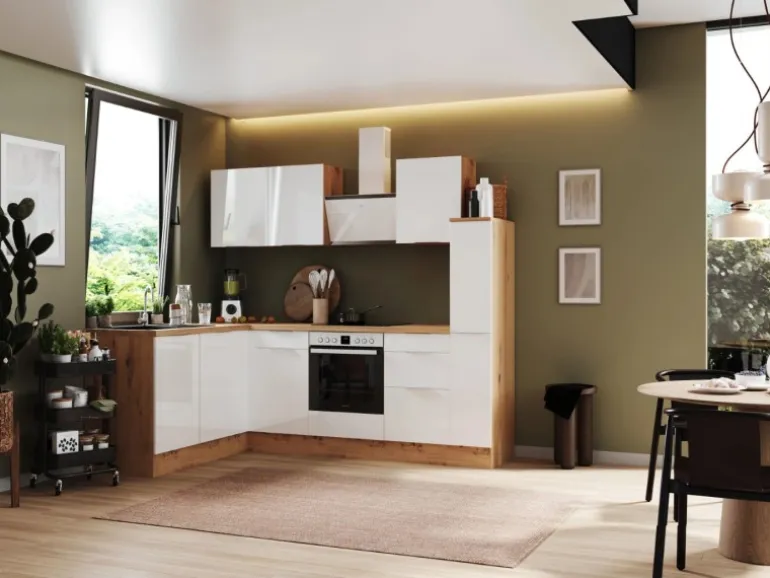 Respekta Selection Winkelküche Elisabeth RSL250AWH 250 cm Weiß-Artisan Eiche Nb.