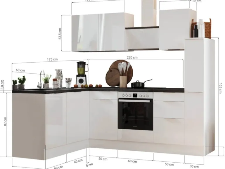 Respekta Selection Winkelküche Elisabeth RSL250AWH 250 cm Weiß-Artisan Eiche Nb.