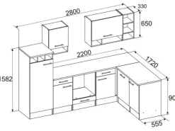 Respekta Winkelküche BEKBL280EWC 280 x 172 cm Weiß-Wildeiche Nachbildung