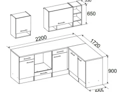Respekta Winkelküche BEKBL220EWC 220 x 172 cm Weiß-Wildeiche Nachbildung