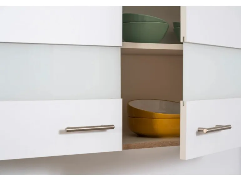 Respekta Winkelküche KBL310ESWS 310 cm Weiß-Eiche Sonoma Sägerau Nachbildung
