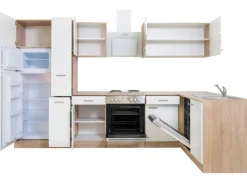 Respekta Winkelküche KBL310ESWS 310 cm Weiß-Eiche Sonoma Sägerau Nachbildung