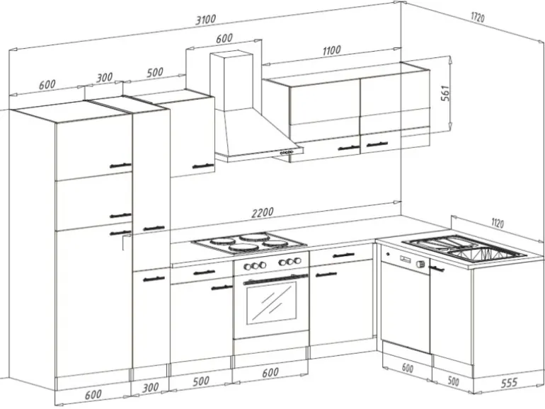 Respekta Winkelküche KBL310ESGSC 310 cm Grau Eiche Sonoma Nachbildung
