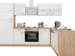 Respekta Winkelküche KBL280ESWS 280 cm Weiß-Eiche Sonoma Sägerau Nachbildung