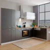 Respekta Winkelküche KBL310WGCGKEG 310 x 172 cm Grau-Weiß-Butcher Nussbaum