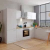 Respekta Winkelküche KBL280WWCGKEG 280 x 172 cm Weiß-Butcher Nussbaum