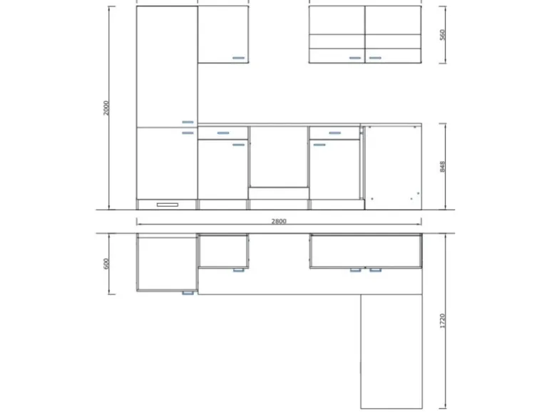 Respekta Winkelküche KBL280WWCGKEG 280 x 172 cm Weiß-Butcher Nussbaum