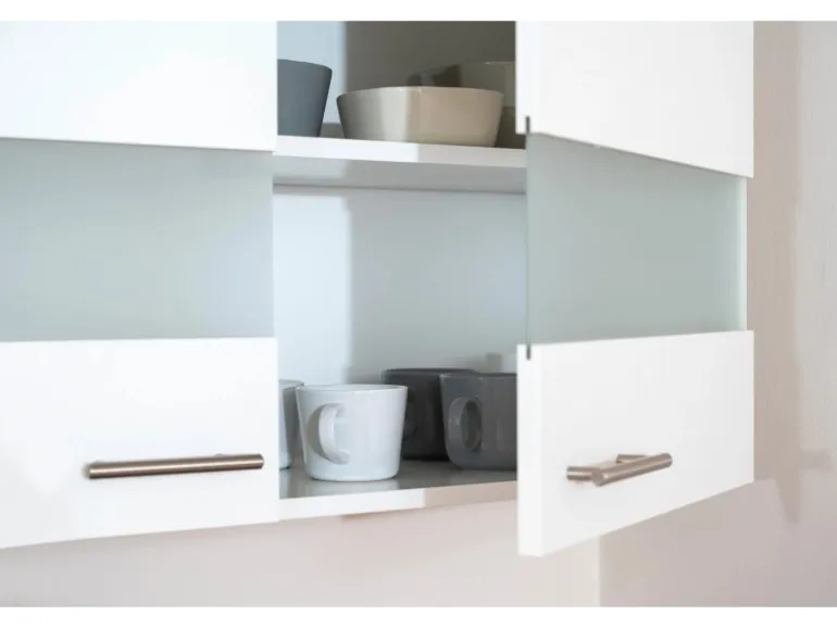 Respekta Winkelküche KBL280WWCG 280 x 172 cm Weiß-Butcher Nussbaum