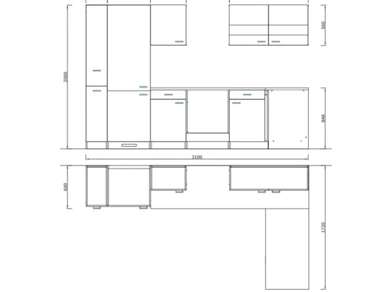Respekta Winkelküche KBL310WWBSCGKEG 310 x 172 cm Weiß-Beton Optik