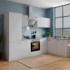 Respekta Winkelküche KBL280WWBSCGKEG 280 x 172 cm Weiß-Beton Optik