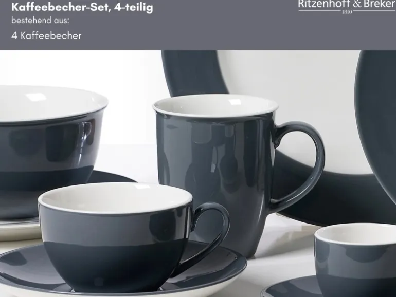 Ritzenhoff & Breker Doppio Kaffeebecher 320 ml 4er Set Anthrazit