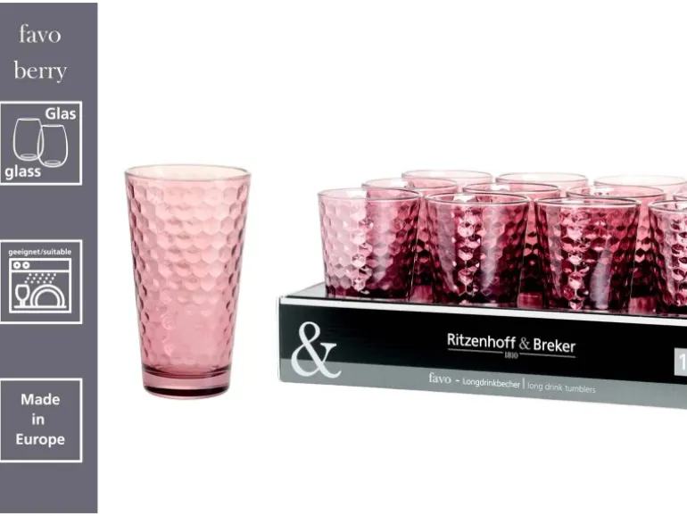 Ritzenhoff & Breker Favo Longdrinkgläser 400 ml 12er Set berry