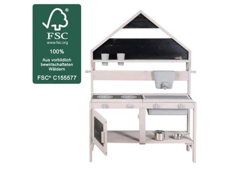roba Outdoor Matschküche in Hausoptik aus FSC-zertifiziertem Holz