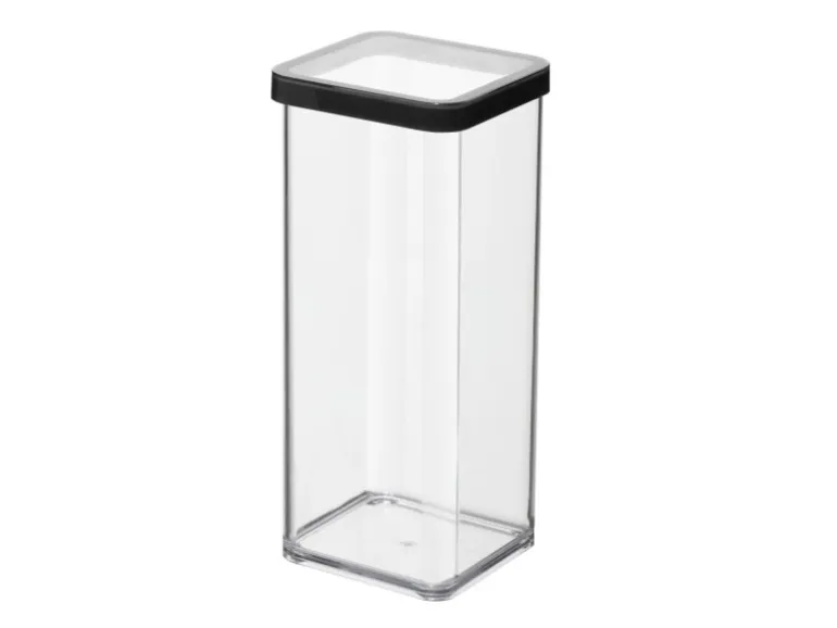 Rotho Dose Loft Premium Quadratisch 1,5 l Transparent-Schwarz