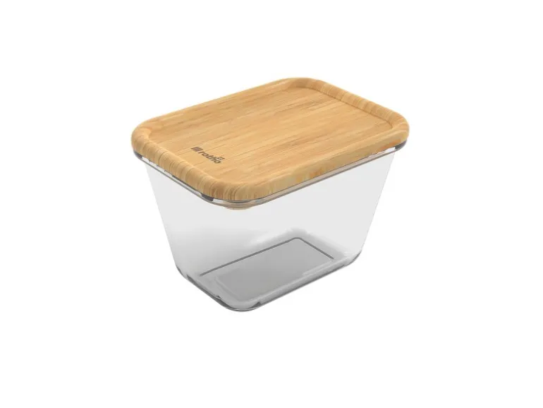 Rotho Kühlschrankdose Nala mit Bambusdeckel Glas 0,75 l