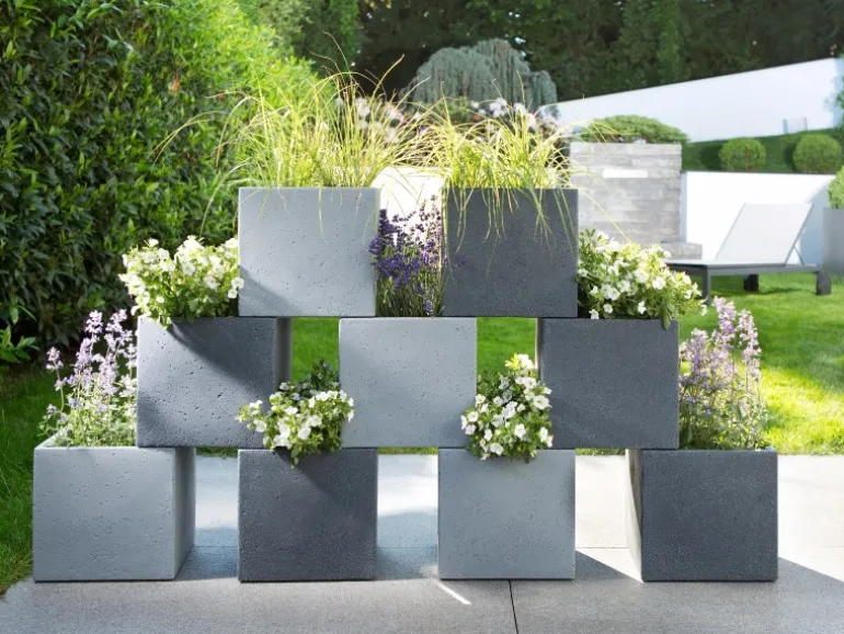Scheurich Pflanzgefäß C-Cube 240 28,5 cm x 28,5 cm Stony Grey