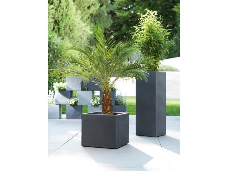 Scheurich Pflanzgefäß C-Cube High Ø 26 cm Stony Grey