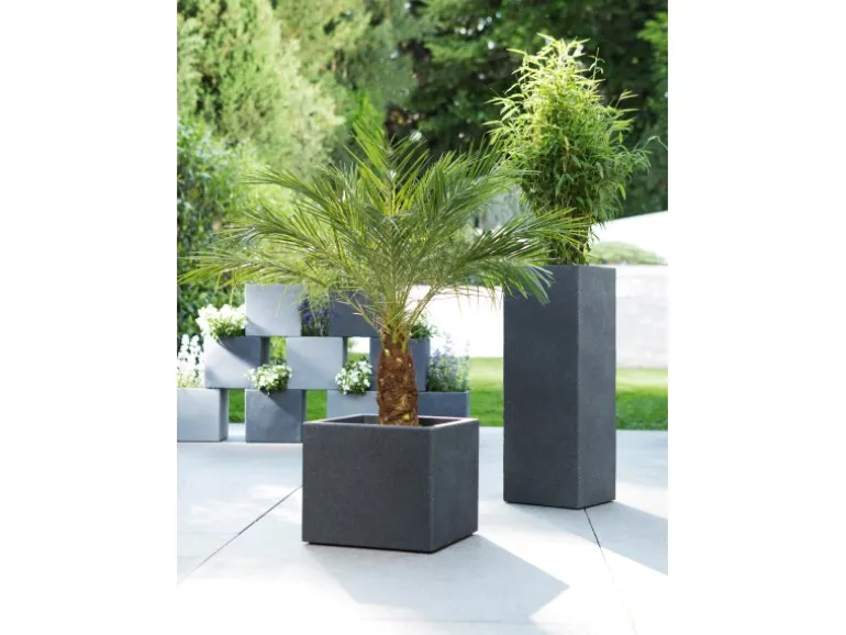 Scheurich Pflanzgefäß C-Cube 240 28,5 cm x 28,5 cm Stony Black