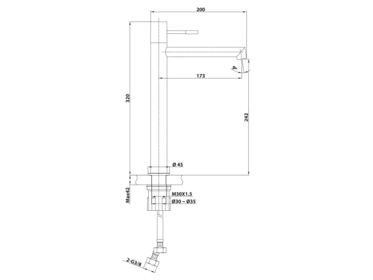Schöner Wohnen Waschtischarmatur Kadia Auslaufhöhe 24,2 cm Mattschwarz