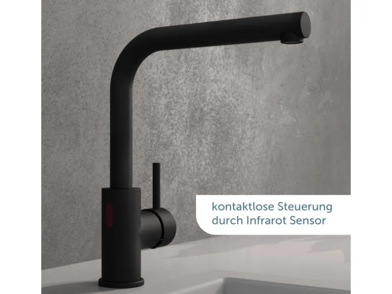 Schütte Sensor-Spültischarmatur Vital mit Herausziehbarem Auslauf Schwarz Matt