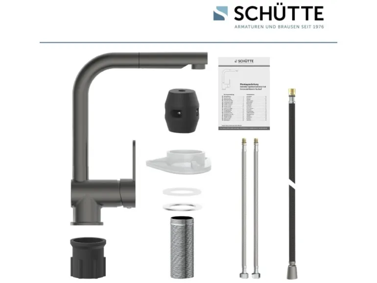 Schütte Spültischarmatur mit Herausziehbarem Auslauf London Graphit Matt