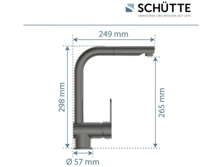 Schütte Spültischarmatur mit Herausziehbarem Auslauf London Graphit Matt