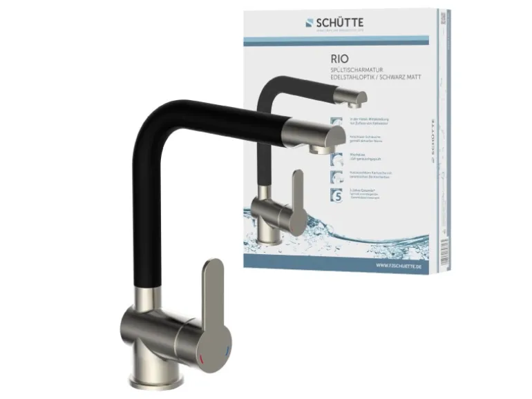 Schütte Spültischarmatur Rio Edelstahloptik Schwarz Matt