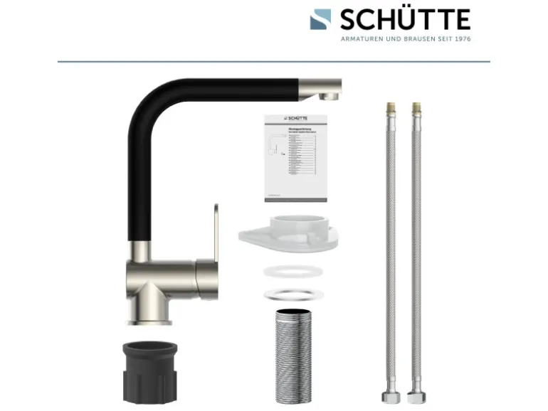 Schütte Spültischarmatur Rio Edelstahloptik Schwarz Matt