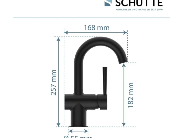 Schütte Waschtischarmatur Cornwall Schwarz Matt