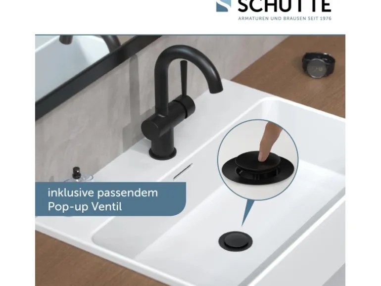 Schütte Waschtischarmatur Cornwall Schwarz Matt