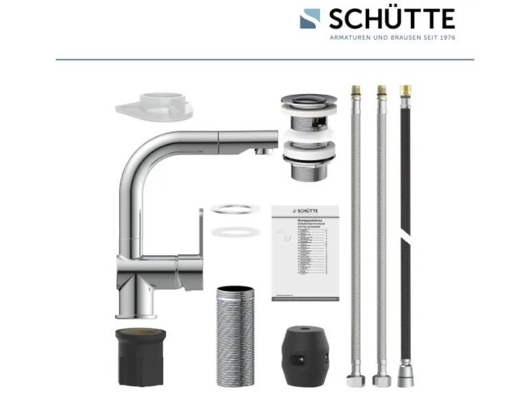 Schütte Waschtischarmatur London mit Herausziehbarer Haarbrause Chrom