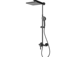 Schulte DuschMaster Rain mit Einhebelmischer eckig BlackStyle, Mattschwarz