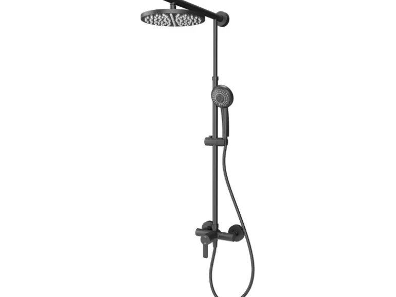 Schulte DuschMaster Rain mit Einhebelmischer rund BlackStyle, Mattschwarz