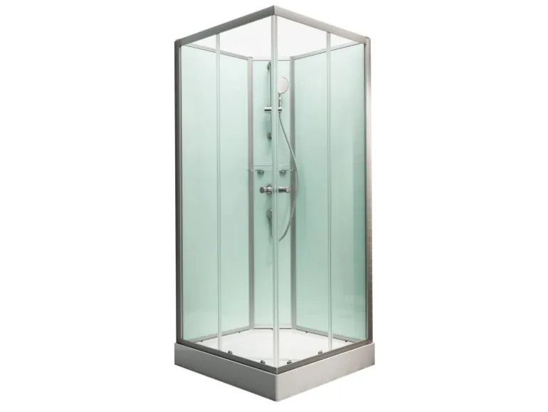Schulte Komplettduschkabine Korfu II Alu-Natur Hellgrün 89 x 89 x 202 cm