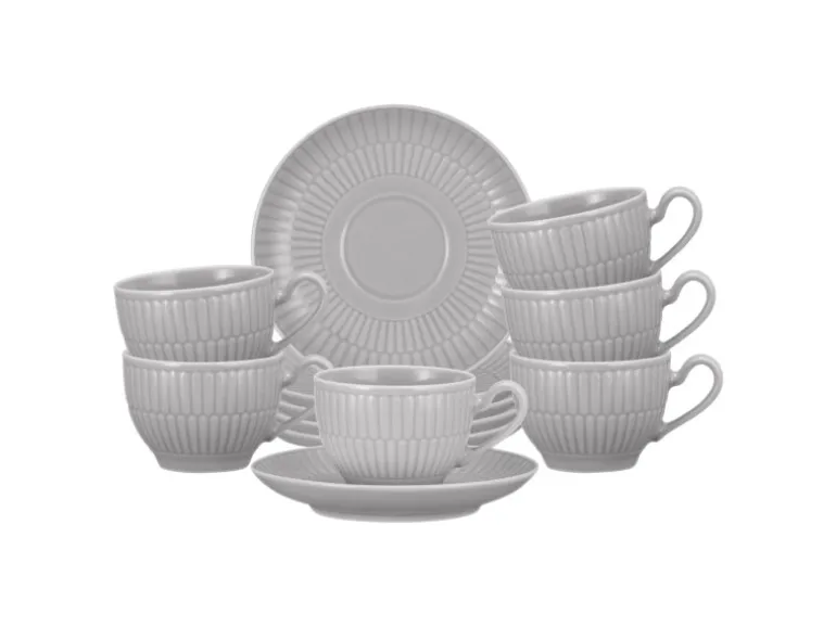Seltmann Weiden Amina Espressotasse mit Untertasse 100 ml 6er Set Silbergrau