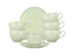 Seltmann Weiden Amina Kaffeetasse mit Untertasse 250 ml 6er Set Seladon