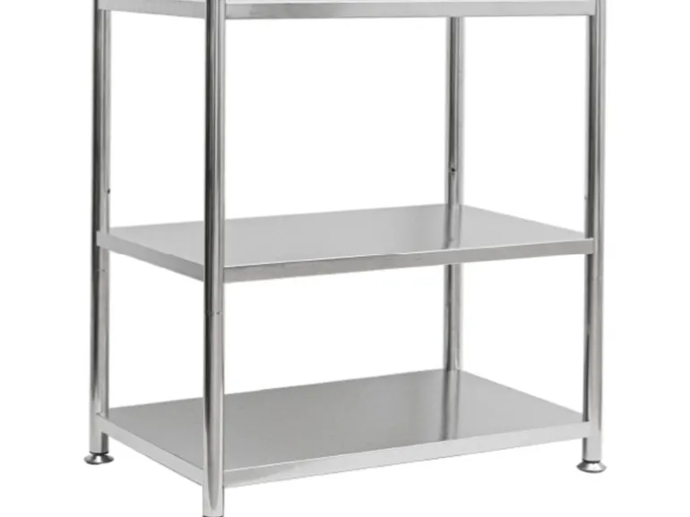 shelfr Edelstahl Schwerlastregal bis 60 kg auf 3 Ebenen 61 x 36 x 82 cm