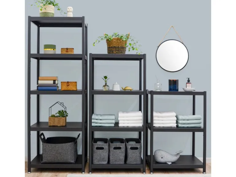 shelfr Industrial Design Metallregal auf 3 Ebenen 61 x 41 x 90 cm Schwarz