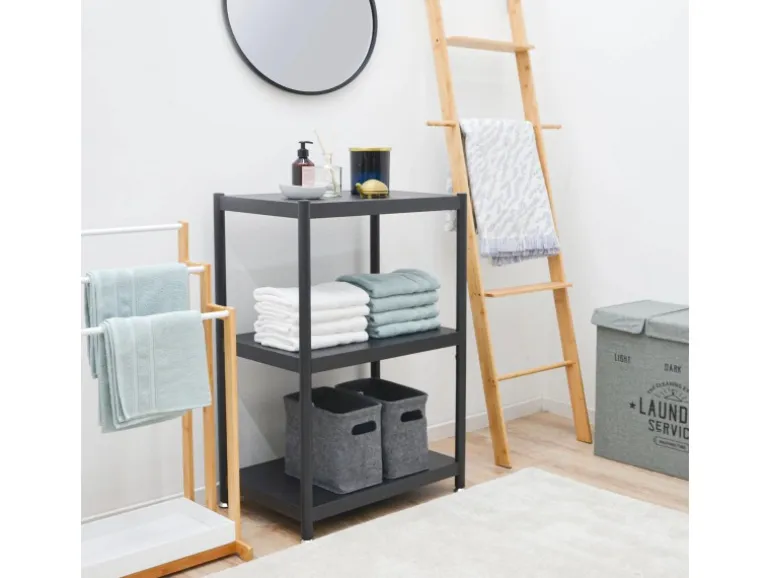 shelfr Industrial Design Metallregal auf 3 Ebenen 61 x 41 x 90 cm Schwarz