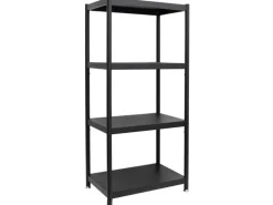 shelfr Industrial Design Metallregal auf 4 Ebenen 61 x 41 x 130 cm Schwarz