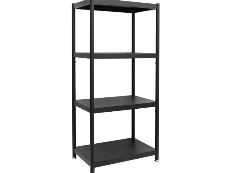 shelfr Industrial Design Metallregal auf 4 Ebenen 61 x 41 x 130 cm Schwarz