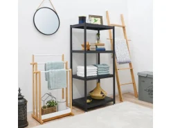shelfr Industrial Design Metallregal auf 4 Ebenen 61 x 41 x 130 cm Schwarz