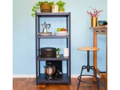 shelfr Industrial Design Metallregal auf 4 Ebenen 61 x 41 x 130 cm Schwarz