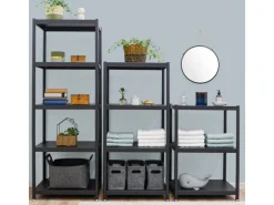 shelfr Industrial Design Metallregal auf 4 Ebenen 61 x 41 x 130 cm Schwarz