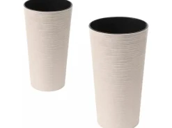 Siena Garden Pflanzgefäß Set 2 tlg. Eco Locon Weiß Ø 25 x 46,5 cm, Ø 30 x 57 cm